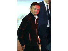 Jack Ma, Alibaba's chairman, leaves after the start of Alibaba's 11.11 Global Shopping Festival held in Shanghai, China, early Sunday, Nov. 11, 2018. What started out ten years ago as a day of online promotion with US$7.8million in sales has grown into the world's biggest e-commerce event generating US$25.3billion in 2017.