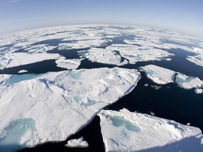 Ice floes in Baffin Bay above the Arctic Circle.