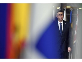 Croatian Prime Minister Andrej Plenkovic arrives for an EU summit in Brussels, Friday, Dec. 14, 2018. European Union leaders have offered Theresa May sympathy but no promises, as the British prime minister seeks a lifeline that could help her sell her Brexit divorce deal to a hostile U.K. Parliament.