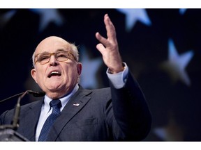 Rudy Giuliani speaks at the Iran Freedom Convention for Human Rights and democracy in Washington on May 5, 2018. A battle between Rudy Giuliani and one of his ex-wives has cast a spotlight on an issue affecting a growing number of Canadians. The former New York City mayor's efforts to cut spousal support to one of his ex-wives because his income shrunk this year has sparked some interest among older divorcees facing similar battles, says a Toronto family lawyer.