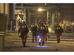 A rescue team is pictured at the CSM coal mime in Karvina, Czech Republic, Tursday, Dec. 20, 2018. The death toll in a methane explosion that hit the coal mine in northeast Czech Republic increased to 13, a mining company said Friday.