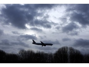 A plane comes in to land at Gatwick Airport in England, Friday, Dec. 21, 2018. Flights resumed at London's Gatwick Airport on Friday morning after drones sparked the shutdown of the airfield for more than 24 hours, leaving tens of thousands of passengers stranded or delayed during the busy holiday season. Incoming new rules for drone operation in Canada are designed to help buck a growing global trend of incursions into space reserved for air travel, government officials said as tens of thousands of travellers in Britain grappled with the fallout of the largest such incident to date.