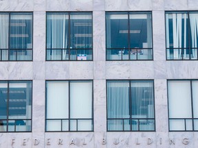 Empty offices are seen in a Federal Building during the government shutdown in Washington.