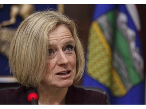 Alberta Premier Rachel Notley speaks to cabinet members in Edmonton on Monday December 3, 2018. Alberta Premier Rachel Notley says the province is seeking expressions of interest to build a new refinery.
