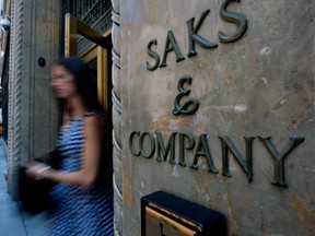 Hudson's Bay Co, the owner of the Saks Fifth Avenue luxury retailer, reported a net loss from continuing operations of $124 million.