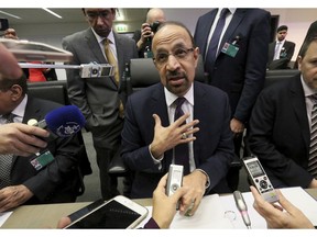 Khalid Al-Falih Minister of Energy, Industry and Mineral Resources of Saudi Arabia speaks prior to the start of a meeting of the Organization of the Petroleum Exporting Countries, OPEC, at their headquarters in Vienna, Austria, Thursday, Dec. 6, 2018.