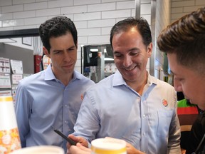 Jose Cil, right, the incoming CEO of Restaurant Brands International with his predecessor Daniel Schwartz, who will become RBI's executive chairman.