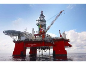 The Seadrill West Aquarius drilling platform is shown in this undated handout photo. BP Canada is scaling back its oil and gas exploration plans off the coast of Nova Scotia, giving up half the offshore area included in its exploration licence.