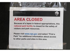 A closed sign is displayed on a door at the Lincoln Memorial in Washington, Tuesday, Jan. 1, 2019, as a partial government shutdown stretches into its third week. A high-stakes move to reopen the government will be the first big battle between Nancy Pelosi and President Donald Trump as Democrats come into control of the House.