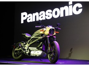 A Harley-Davidson Motorcycles LiveWire electric motorcycle is on display during a Panasonic news conference at CES International, Monday, Jan. 7, 2019, in Las Vegas.