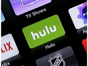 FILE- This June 24, 2015, file photo shows the Hulu Apple TV app icon in South Orange, N.J. Hulu's live-TV streaming service will cost $5 more per month, while its traditional video-on-demand service will be $2 cheaper. Hulu with Live TV, a cable-like package with ESPN and a few dozen other channels, will cost $45 a month starting Feb. 26, 2019.