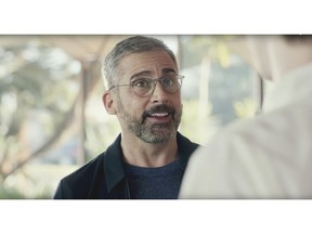 This screen grab from video provided by PepsiCo shows an image from the company's 2019 Super Bowl NFL football spot featuring Steve Carell. Star power abounds in this year's Super Bowl ads. (PepsiCo via AP)