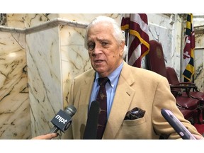 Maryland Senate President Thomas V. Mike Miller talks about plans for legislation to approve sports betting in the state, Thursday, Jan. 17, 2019 in Annapolis, Md.