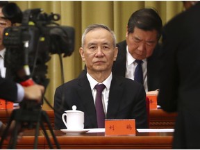 FILE - In this Jan. 2, 2019, file photo, Chinese Vice Premier Liu He attends an event to commemorate the 40th anniversary of the Message to Compatriots in Taiwan at the Great Hall of the People in Beijing. China's economy czar, Liu will visit Washington on Jan. 30-31 for talks aimed at ending a costly tariff war over U.S. complaints about Beijing's technology ambitions.