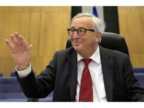 European Commission President Jean-Claude Juncker waits for the start of the weekly College of Commissioners meeting at EU headquarters in Brussels, Wednesday, Jan. 9, 2019.