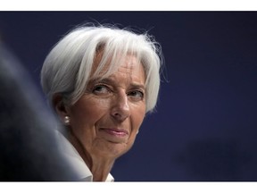 Christine Lagarde, Managing Director of IMF, participates in the "Closing the Financing Gap" session at the annual meeting of the World Economic Forum in Davos, Switzerland, Wednesday, Jan. 23, 2019.