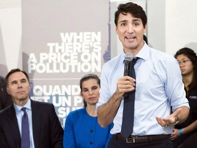 Prime Minister Justin Trudeau speaks in October about his government's federall imposed carbon tax.