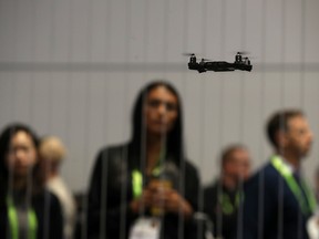 An AEE drone is demonstrated  at the AEE booth during CES 2019 at the Las Vegas Convention Center.