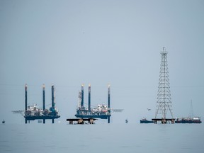 Oil platforms over Maracaibo lake in Maracaibo, Venezuela.