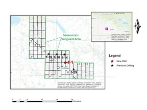 Figure 1: Vanguard Area Drilling Locations (with new well indicated in red)