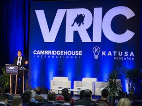 Marin Katusa on stage at VRIC.