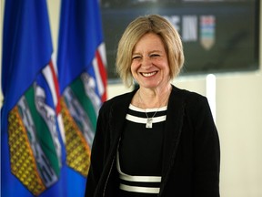 Rachel Notley at the announcement of the rail deal between CPR, CNR and Alberta to move more oil by rail.