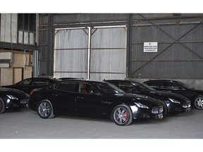 In this Nov. 17, 2018, photo, a selection of Maserati cars, part of the 2018 Asia-Pacific Economic Cooperation (APEC) forum transportation, are seen in Port Moresby, Papua New Guinea. About 270 cars are missing after the Nov. 2018 event or overdue. All 40 of the Maserati models have been accounted for.