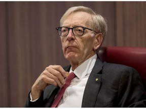 In this Feb. 12, 2018, photo, Commissioner Kenneth Hayne during The Royal Commission's initial public hearing into Misconduct in the Banking, Superannuation and Financial Services Industry in Melbourne. On Monday, Hayne recommended sweeping changes to Australia's banking industry following a scathing national report on misconduct in the financial sector.