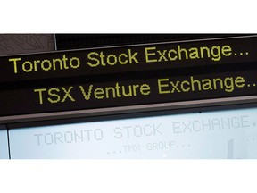 The Toronto Stock Exchange Broadcast Centre is shown in Toronto on Friday June 28, 2013.
