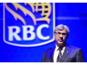 Royal Bank president David McKay speaks at the bank's annual meeting in Toronto on April 6, 2017. The CEOs of Canada's largest bank and its largest pipeline company say the country needs an energy strategy that will better balance environmental and Indigenous goals with the need to develop its abundant oil and gas resources.