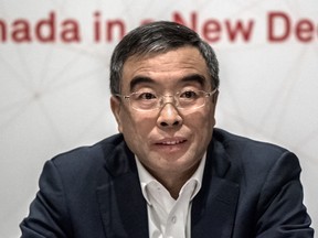 Huawei chairman Dr. Liang Hua at a media roundtable event in Toronto on Thursday, Feb. 21, 2019.