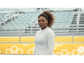 This undated image provided by Bumble shows a scene from the company's 2019 Super Bowl NFL football spot starring Serena Williams. (Bumble via AP)