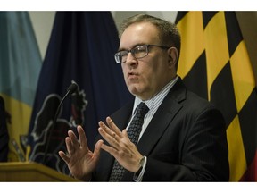 Acting Environmental Protection Agency Administrator Andrew Wheeler speaks during a news conference in Philadelphia, Thursday, Feb. 14, 2019. Under strong pressure from Congress, the Environmental Protection Agency said Thursday that it will move ahead this year with a process that could lead to setting a safety threshold for a group of highly toxic chemicals in drinking water.