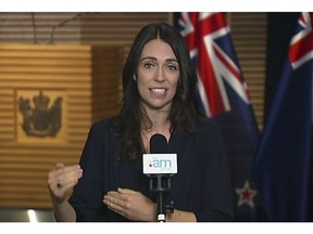 In this image made from a video, New Zealand Prime Minister Jacinda Ardern speaks during an interview in Wellington, New Zealand Tuesday, Feb. 19, 2019. Ardern said that no final decision has been made on whether Huawei equipment can be used in a planned network upgrade. (NEWSHUB via AP)