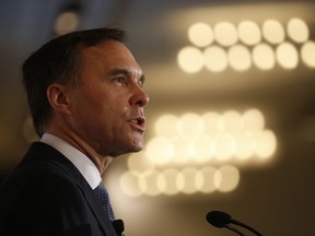 Finance Minister Bill Morneau speaks to a Toronto business breakfast crowd about the 2019 federal budget on last week.