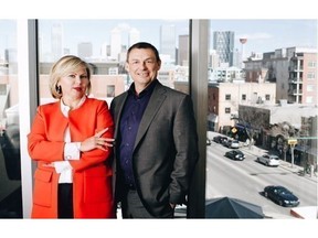 Larisa Wells and Rick Couronne at their office in Calgary