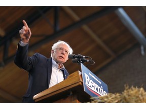 FILE - In this Saturday, March 9, 2019 file photo, 2020 Democratic presidential candidate Sen. Bernie Sanders speaks during a rally, at the Iowa state fairgrounds in Des Moines, Iowa. A union representing research and technical workers said it will strike Wednesday, March 20, at 10 University of California campuses and 5 hospitals in a one-day walkout after contract negotiations failed. The biggest rally is expected at the University of California, Los Angeles, where Sanders is scheduled to march and give a speech.