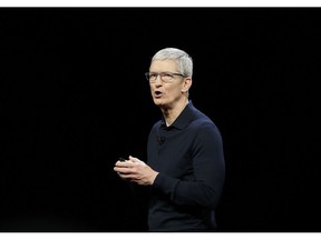 FILE - In this June 4, 2018 file photo, Apple CEO Tim Cook speaks during an announcement of new products at the Apple Worldwide Developers Conference in San Jose, Calif. Apple is expected to announce Monday, March 25, 2019, that it's launching a video service that could compete with Netflix, Amazon and cable TV itself.