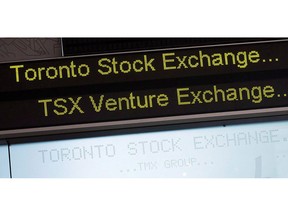 The Toronto Stock Exchange Broadcast Centre is shown in Toronto on Friday June 28, 2013.
