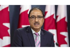 Natural Resources Minister Amarjeet Sohi speaks during a news conference in Ottawa on October 3, 2018. Natural Resources Minister Amarjeet Sohi says consultations with Indigenous groups about the stalled Trans Mountain pipeline expansion are going well and he expects to wrap up the process by May.