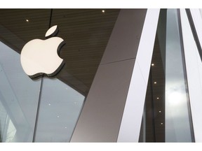 The Apple logo is displayed at the Apple store in the Brooklyn borough of New York, Thursday, Jan. 3, 2019. Apple Inc. announced a subscription news service Monday that counts The Toronto Star, La Presse, CTV and Global News as Canadian content suppliers.Apple Canada says Apple News Plus will cost $12.99 a month, after a free preview month.