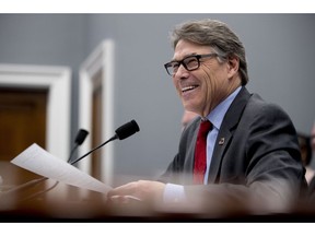 Energy Secretary Rick Perry testifies during a House Appropriations subcommittee hearing on budget on Capitol Hill in Washington, Tuesday, March 26, 2019.