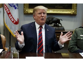President Donald Trump speaks in the Roosevelt Room of the White House, Wednesday, March 13, 2019, in Washington. Trump said the U.S. is issuing an emergency order grounding all Boeing 737 Max 8 and Max 9 aircraft "effective immediately," in the wake of the crash of an Ethiopian Airliner that killed 157 people.