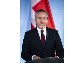 Denmark's Foreign Minister Anders Samuelsen talks to the media at a press conference in Berlin, Germany, Wednesday, March 6, 2019.