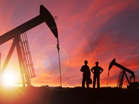 Workers at an oil rig.