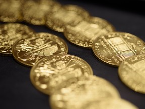 One-ounce gold coins in Japan.