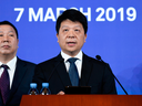Huawei's rotating chairman Guo Ping speaks during a press conference in Shenzhen, China on March 7, 2019.