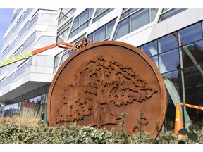 Swedbank's headquarters in Sundbyberg, Stockholm, Wednesday March 27, 2019. The headquarters of one of Sweden's largest banks are being raided by authorities as part of an investigation into whether Swedbank was connected to a massive money laundering scandal in the Baltic countries.