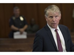 FILE - In this Sept. 12, 2018 file photo, Manhattan District Attorney, Cyrus Vance, Jr., speaks to reporters after a hearing in Manhattan criminal court in New York. Languishing evidence in over 100,000 sexual assault cases around the country has been sent for DNA testing with money from the New York prosecutor and federal authorities, and the effort has spurred over 1,000 arrests and hundreds of convictions so far. That's according to a report released Tuesday, March 12, 2019 by Vance Jr. and data provided by the federal Department of Justice.