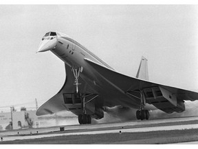 FILE - In this June 14, 1974 file photo, the Air France Concorde supersonic airliner touches down at Miami International Airport in Miami, Fla. The flight from Boston's Logan Airport took about 80 minutes. The Concorde's maiden flight was 50 years ago on March 2, 1969. Although the plane went out of service in 2003, its delta-wing design and drooping nose still make it instantly recognizable even to people who have never seen one in person.